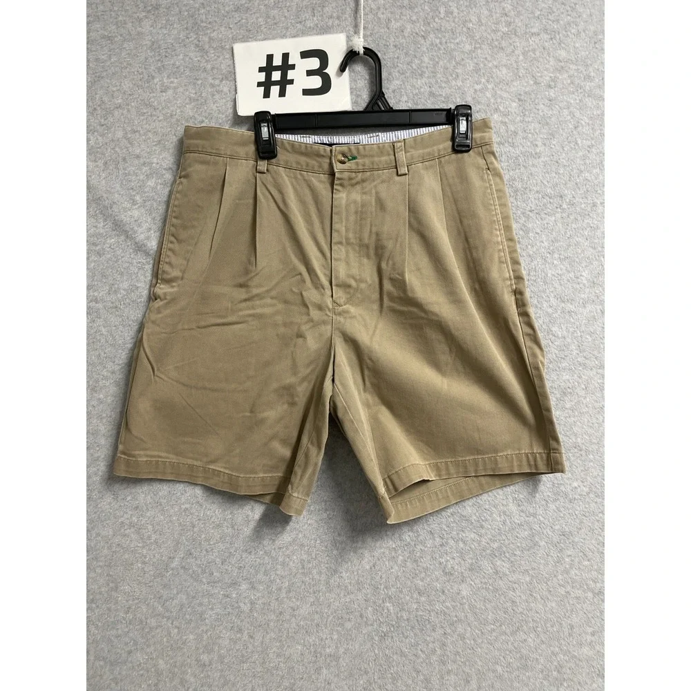 Tommy Hilfiger Chino Shorts Mens 34 Brown Cotton Pleated Front Streetwear Casual